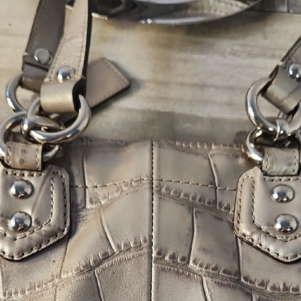 Coach Metallic Croc-Embossed Tote and Pouch Set - Picture 9 of 15